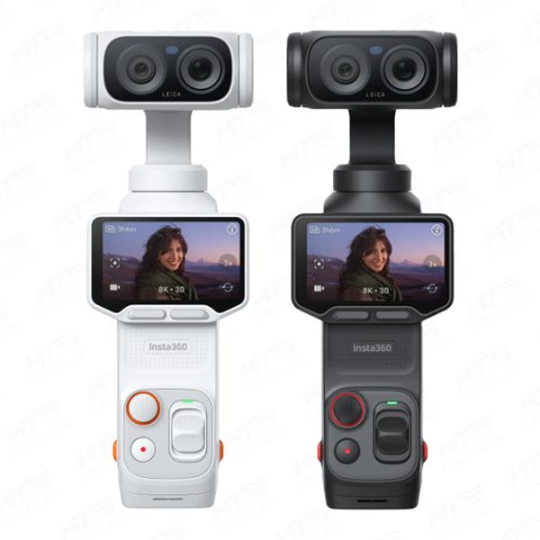 White and black variants of the Insta360 Luna Ultra camera side by side in a clean white environment